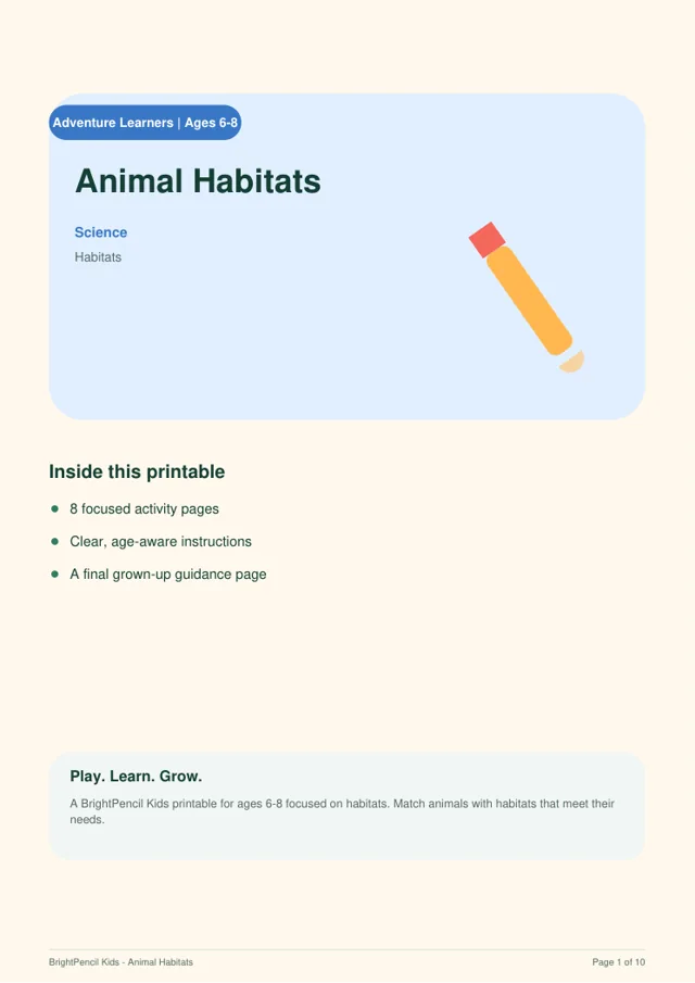 Animal habitats activity preview