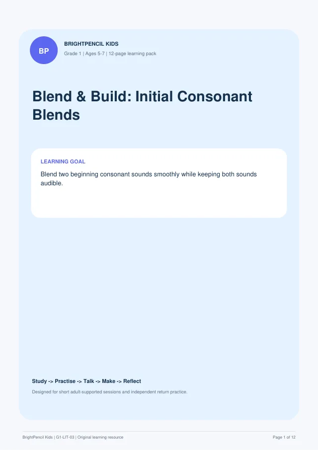 Blend & Build: Initial Consonant Blends free printable worksheet preview