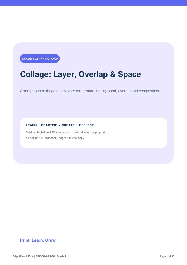 Collage: Layer, Overlap & Space free printable worksheet preview
