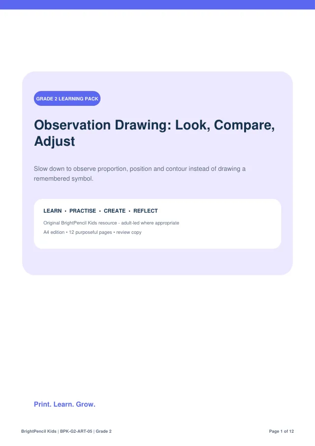 Observation Drawing: Look, Compare, Adjust free printable worksheet preview