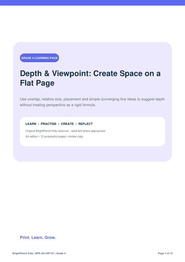 Depth & Viewpoint: Create Space on a Flat Page free printable worksheet preview
