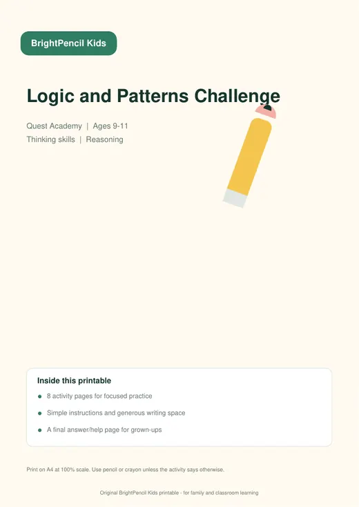Logic and Patterns Challenge free printable worksheet preview