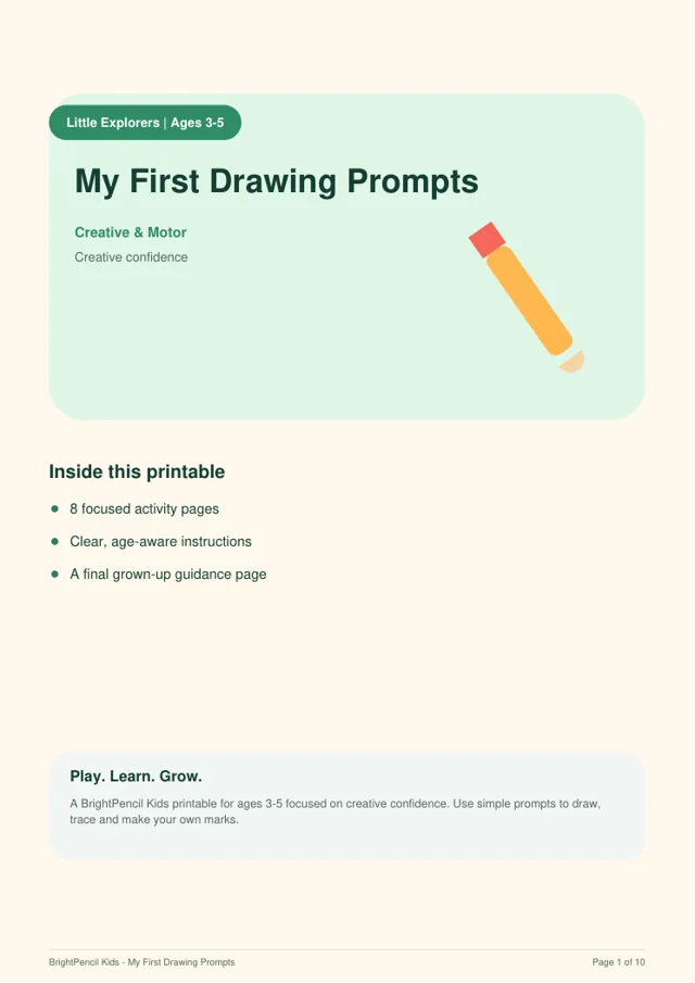 My First Drawing Prompts free printable worksheet preview