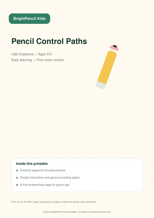 Pencil Control Paths free printable worksheet preview