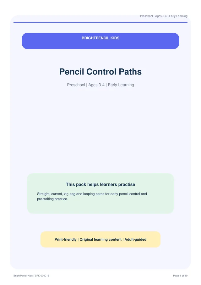 Pencil Control Paths free printable worksheet preview