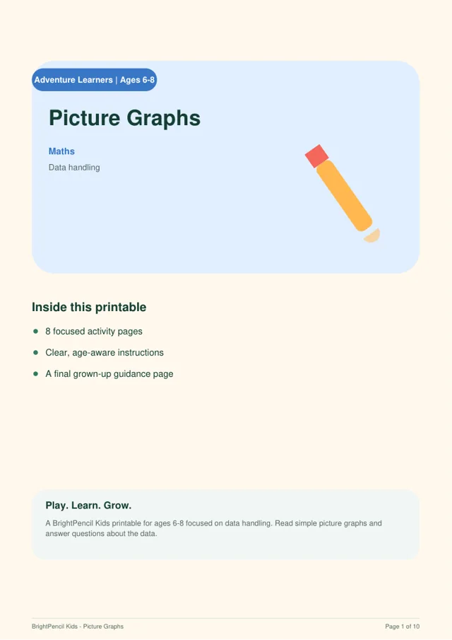 Picture Graphs free printable worksheet preview