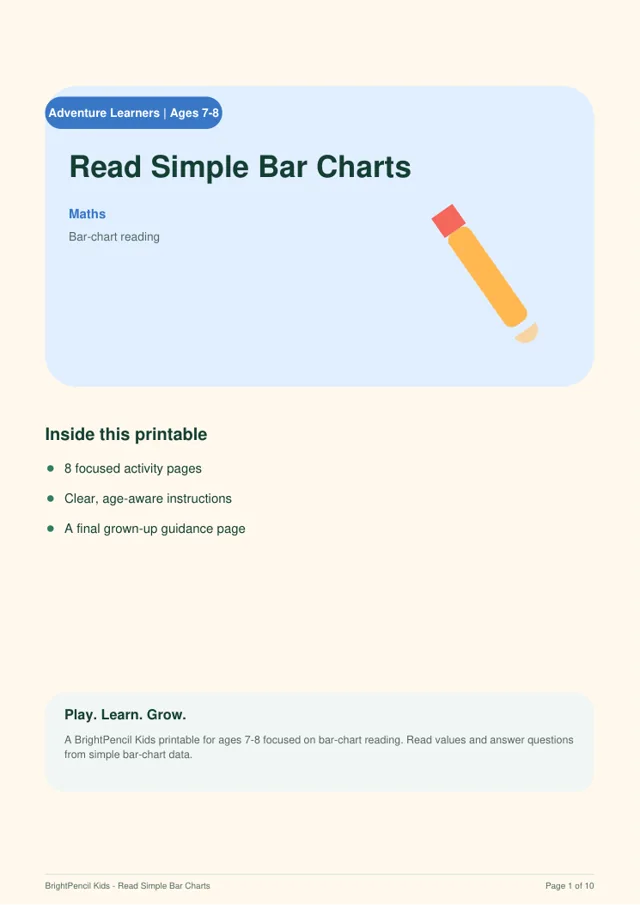 Read Simple Bar Charts free printable worksheet preview