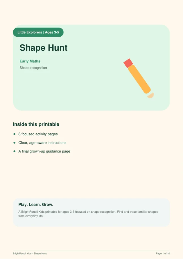 Shape Hunt free printable worksheet preview